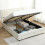 Homcom (Cream) HOMCOM King Size Bed Frame with Storage and Adjustable Headboard 2