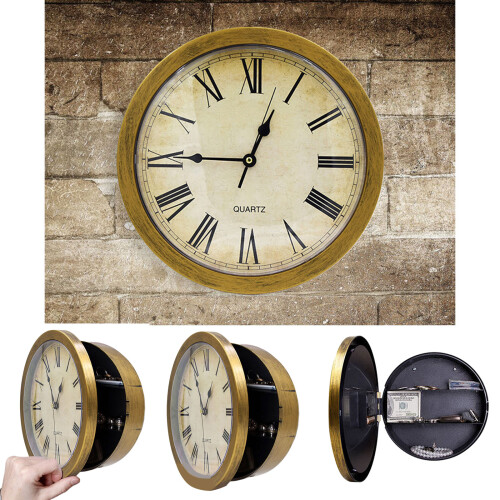 Decorative Wall Clock Box with Hiddens Safe Jewelry and-silver 2