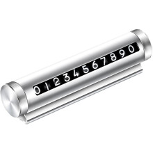 Temporary Car Parking Card Number Plate - Universal Rotatable Silver Phone Number Display for All Vehicles