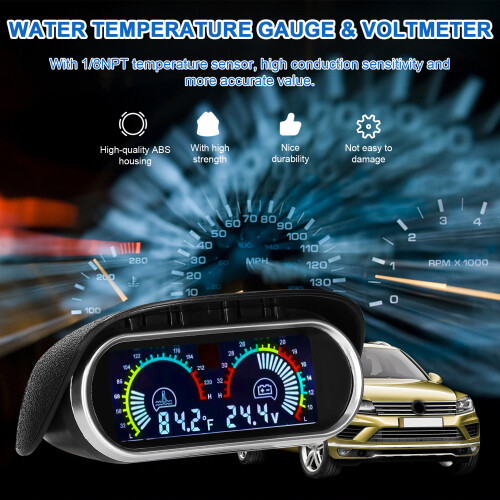 2 in 1 Universal Car Digital Gauge Water 1