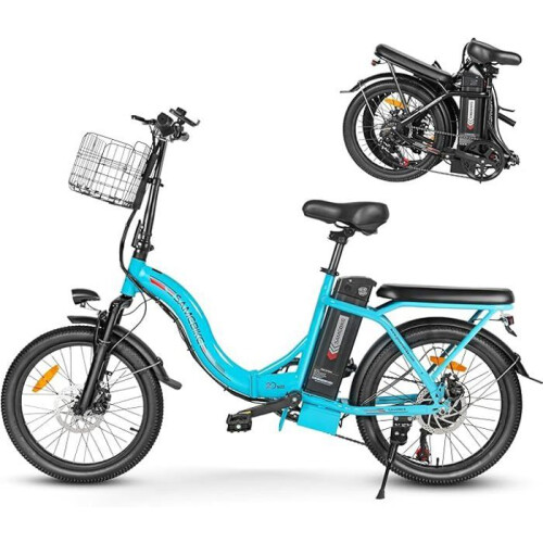 SameBike Bicicleta Elétrica Dobrável - SAMEBIKE - CY20-FT-LB - 250W - 20 Polegadas - Autonomia 60-110 km