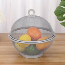 Mesh Fresh Fruits Basket and Ring Citrus Peeler Set, Petrol Grey Decorative Fruit Bowl with Insect Protection