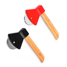 Axe Pizza Cutter 2Pcs Set, Sharp Stainless Steel Pizza Wheel Slicer with Non-Slip Bamboo Handle for Pizza, Bread, Cakes