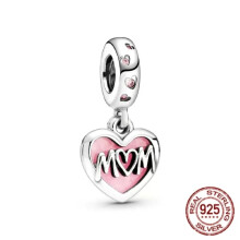 (SS20) Original 925 Sterling Silver Pink Love Potion Murano Glass Heart Charms Beads for DIY Bracelet Women Jewellery Gift