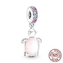 (SS37) Original 925 Sterling Silver Pink Love Potion Murano Glass Heart Charms Beads for DIY Bracelet Women Jewellery Gift