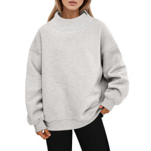 Women's Long Sleeve Casual Sweatshirt Oversized Grey Hoodie XL Comfortable Loose Fit Running Top Blouse Sportswear