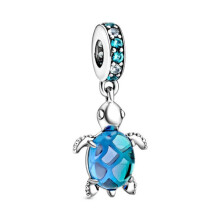 (A033) 925 Silver Pendant Fit Original Brand 1:1 for Women Cherry Beads Chameleon Parrot Pink Turtle Compatible with Bracelet Handmade Jewelry Summer Novelty