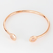 (16cm, Rose Gold) 925 Sterling Silver Original Brand 1:1 Logo Opening Bracelet, Paired With White Zircon, Ladies' Birthday Jewelry, Cloth Bag Gift