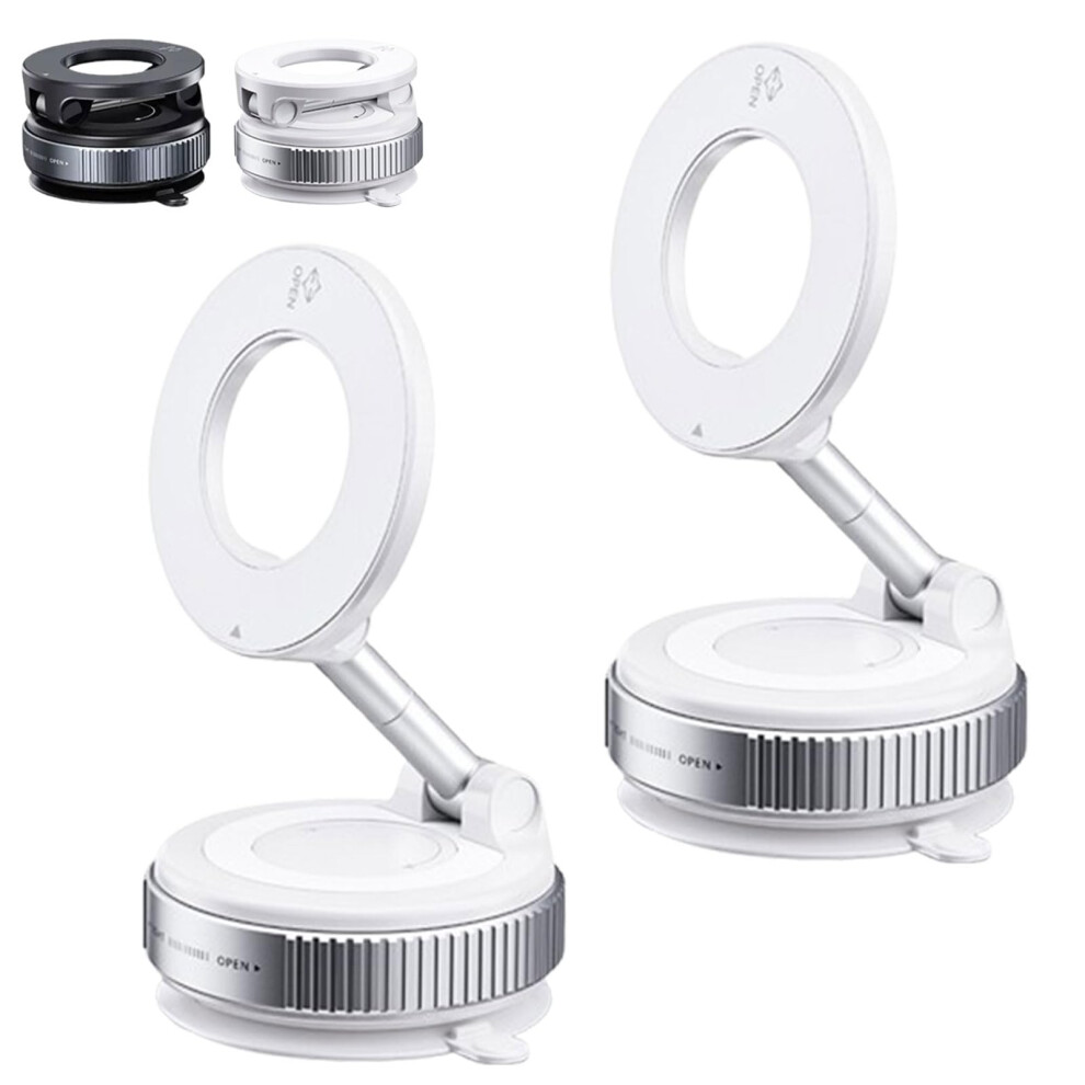 Phone Mount 360 Adjustable Vacuum Magnetic Holder For All Smartphones, Foldable Suction Cup For Car And Table (Black*2) Black 9084446735901