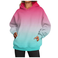 Oversized Hoodie Women Long Sleeve Soft Cotton Pullover Jumper Loose Fit Casual Blouse Holiday Outerwear Hot Pink M