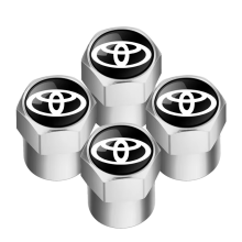 (Sstyle A silver) 4Pcs/set Alloy Car Tire Valve Stem Air Caps Anti-theft Airtight Cover For Toyota Camry Yaris Hilux Prius Avensis Auris Corolla