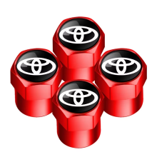 (Sstyle A red) 4Pcs/set Alloy Car Tire Valve Stem Air Caps Anti-theft Airtight Cover For Toyota Camry Yaris Hilux Prius Avensis Auris Corolla