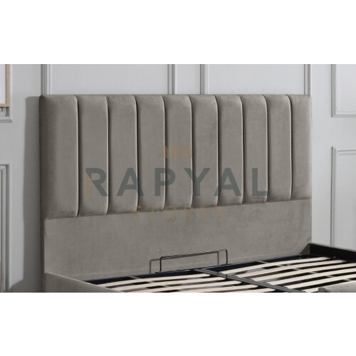 (Double, With Ottoman Storage, Silver) Velvet Upholstered Panel Bedframe with Optional Ottoman Storage 2