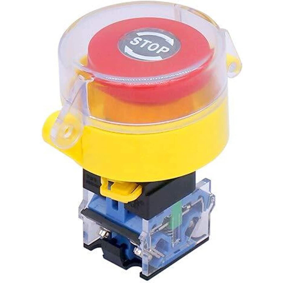22Mm Emergency Stop Push Button Switch Nc No Red Mushroom Latching Action 10A 440V With Protection Cover 9084446736793