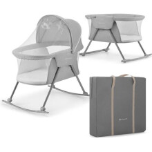 Berço Parapluie Kinderkraft LOVI 3 em 1 berço compacto dobrável com colchão mosquiteiro fácil de transportar cinza