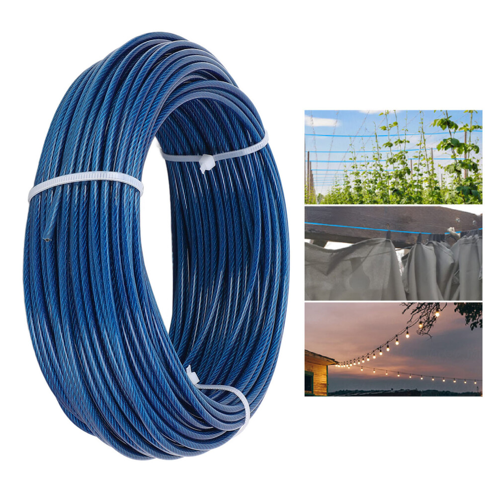 3Mm Blue Plastic Coated 100Ft Steel Wire Rope For Lights & Fences 7891346403593