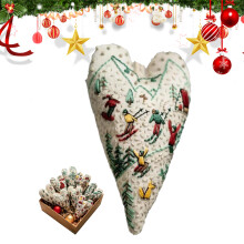 Christmas Heart Embroidery Kit - DIY Heart-Shaped Christmas Decoration for Beginners, Hand Embroidered Ornament Craft Kit-Skiing