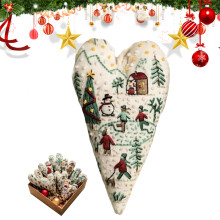 Christmas Heart Embroidery Kit - DIY Heart-Shaped Christmas Decoration for Beginners, Hand Embroidered Ornament Craft Kit-Snowman