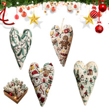 Christmas Heart Embroidery Kit - DIY Heart-Shaped Christmas Decoration for Beginners, Hand Embroidered Ornament Craft Kit-4PCS