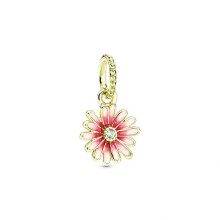 (SS2137) NEW Pink,Blue,Purple Daisy Flower Charm Cherry Blossom Dangle Bead Fit Original Brand 1:1 Logo 925 Sterling Silver Bracelet DIY Jewelry