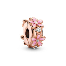 (SS303) NEW Pink,Blue,Purple Daisy Flower Charm Cherry Blossom Dangle Bead Fit Original Brand 1:1 Logo 925 Sterling Silver Bracelet DIY Jewelry
