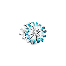 (SS162) NEW Pink，Blue，Purple Daisy Flower Charm Cherry Blossom Dangle Bead Fit Original Brand 1:1 Logo 925 Sterling Silver Bracelet DIY Jewelry