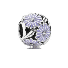 (SS1241) NEW Pink,Blue,Purple Daisy Flower Charm Cherry Blossom Dangle Bead Fit Original Brand 1:1 Logo 925 Sterling Silver Bracelet DIY Jewelry