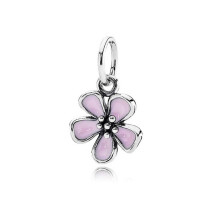 (SS546) NEW Pink,Blue,Purple Daisy Flower Charm Cherry Blossom Dangle Bead Fit Original Brand 1:1 Logo 925 Sterling Silver Bracelet DIY Jewelry