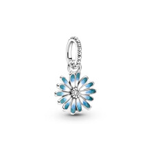 (SS210) NEW Pink,Blue,Purple Daisy Flower Charm Cherry Blossom Dangle Bead Fit Original Brand 1:1 Logo 925 Sterling Silver Bracelet DIY Jewelry
