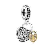 (SS0794) New Fine Rose Gold Lock Key Pendant Love You Heart Padlock Charm Beads Fit Original Brand 1:1 Logo 925 Silver Bracelet DIY Jewelry Gift