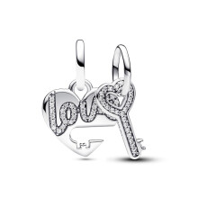 (SS1780) New Fine Rose Gold Lock Key Pendant Love You Heart Padlock Charm Beads Fit Original Brand 1:1 Logo 925 Silver Bracelet DIY Jewelry Gift