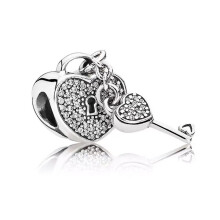 (SS0492) New Fine Rose Gold Lock Key Pendant Love You Heart Padlock Charm Beads Fit Original Brand 1:1 Logo 925 Silver Bracelet DIY Jewelry Gift