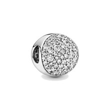 (A1694) 925 Silver Oval Cabochon Zircon Sparkling Pink Hearts Clip Charm Beads Fit Original Brand 1:1 Logo Bracelet DIY Fashion Woman Jewelry