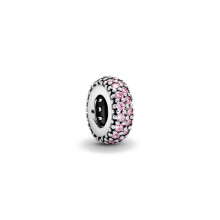 (A1232fen) 925 Silver Oval Cabochon Zircon Sparkling Pink Hearts Clip Charm Beads Fit Original Brand 1:1 Logo Bracelet DIY Fashion Woman Jewelry