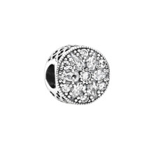 (A2012) 925 Silver Oval Cabochon Zircon Sparkling Pink Hearts Clip Charm Beads Fit Original Brand 1:1 Logo Bracelet DIY Fashion Woman Jewelry