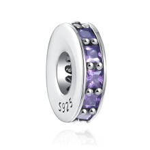 (A1443zi) 925 Silver Oval Cabochon Zircon Sparkling Pink Hearts Clip Charm Beads Fit Original Brand 1:1 Logo Bracelet DIY Fashion Woman Jewelry