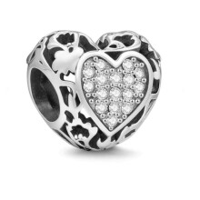 (A1752Y) 925 Silver Oval Cabochon Zircon Sparkling Pink Hearts Clip Charm Beads Fit Original Brand 1:1 Logo Bracelet DIY Fashion Woman Jewelry