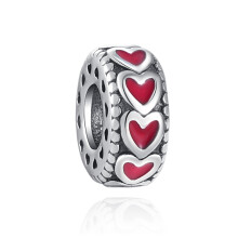 (A1097) 925 Silver Oval Cabochon Zircon Sparkling Pink Hearts Clip Charm Beads Fit Original Brand 1:1 Logo Bracelet DIY Fashion Woman Jewelry