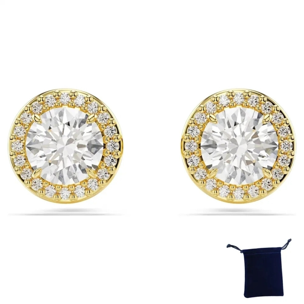 (SHLED2) Classic Happiness Diamond Round Crystal S925 Silver Earrings Bracelet Necklace Set Women Gorgeous Una Angelic Series Jewelry Set