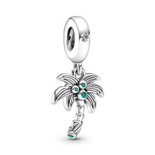 (A034) 925 Silver Pendant Fit Original Brand 1:1 for Women Cherry Beads Chameleon Parrot Pink Turtle Compatible with Bracelet Handmade Jewelry Summer Novelty