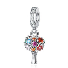 (SS1910) NEW Pink,Blue,Purple Daisy Flower Charm Cherry Blossom Dangle Bead Fit Original Brand 1:1 Logo 925 Sterling Silver Bracelet DIY Jewelry