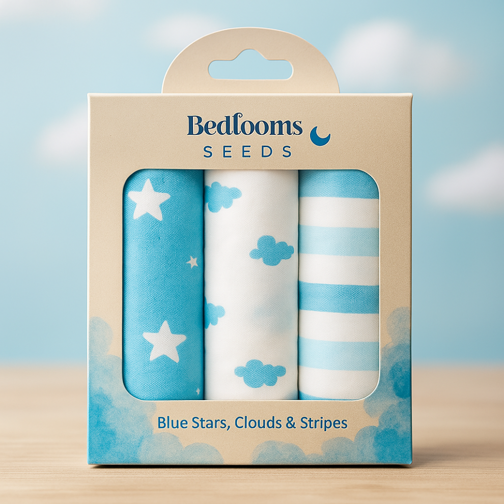 Bedlooms (Baby Boy Blue Wrap Pack Of 3) Baby Swaddle Wraps & Sleeping Bag - Soft Newborn Blanket| Infant Swaddle & Sleep Sack Set