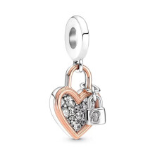 (SS0281) New Fine Rose Gold Lock Key Pendant Love You Heart Padlock Charm Beads Fit Original Brand 1:1 Logo 925 Silver Bracelet DIY Jewelry Gift