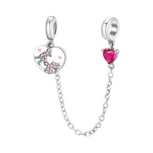 (B1928) 64 Style 925 Silvering Safety Chain Mom Amour Clover Sea Dangle Charms Beads Fit Original Pan Brand 1:1 Logo Bracelet DIY Woman Jewelry