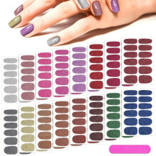 16 Sheets Glitter Nail Wraps Nail Polish Stickers Self-Adhesive Nail Art Decals Strips in Solid Colors with 2 Pieces Nail File for Women Girls DIY Man