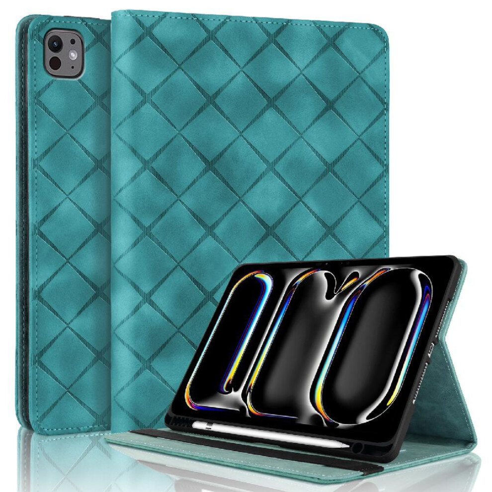 Photos - Other for Computer  Tablet Flip Case with Pen Slot for Ipad Air 13  Elastic Band Pu Leather Premium Diamond Quilted Protection Penci 2024(Green)
