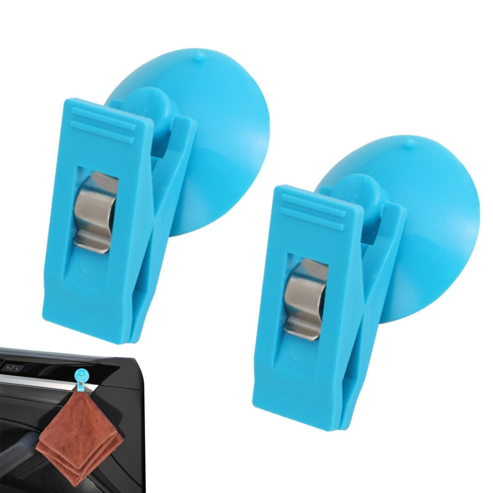 Suction Cup Clamps 2-Pack - Removable Hooks For Ticket Paper Towel, Reusable Window Clamp, Color Blue 9084446737226