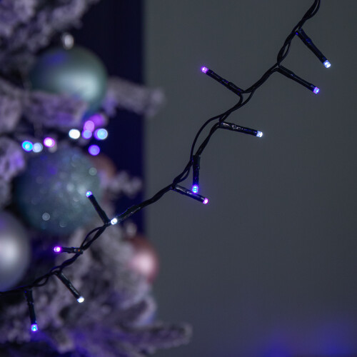 Premier 50m 2000 LED TreeBrights Christmas String Lights with Timer in Blue, White & Purple 1