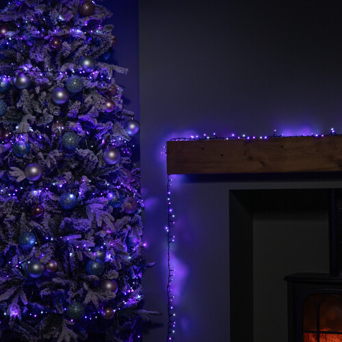 Premier 50m 2000 LED TreeBrights Christmas String Lights with Timer in Blue, White & Purple 2