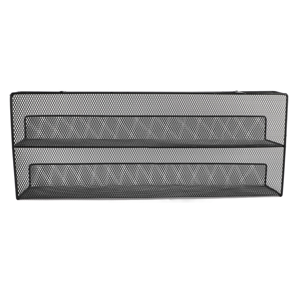 Black Iron Double Layer Under Desk Storage Basket For Power Strip Cable Management 3761346407225
